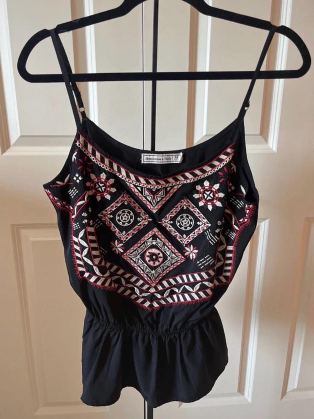 Abercrombie & Fitch Black peplum tank with Embroidery